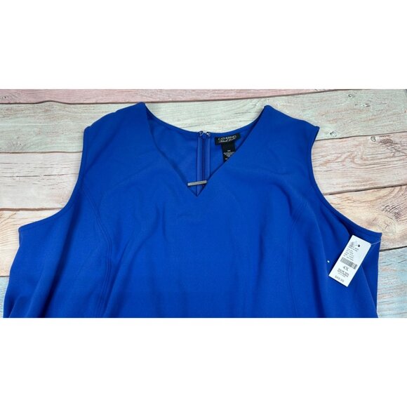 Catherines Black Label Size 4X Womens Blue Sleeveless Stretch Midi Dress New - Picture 2 of 13